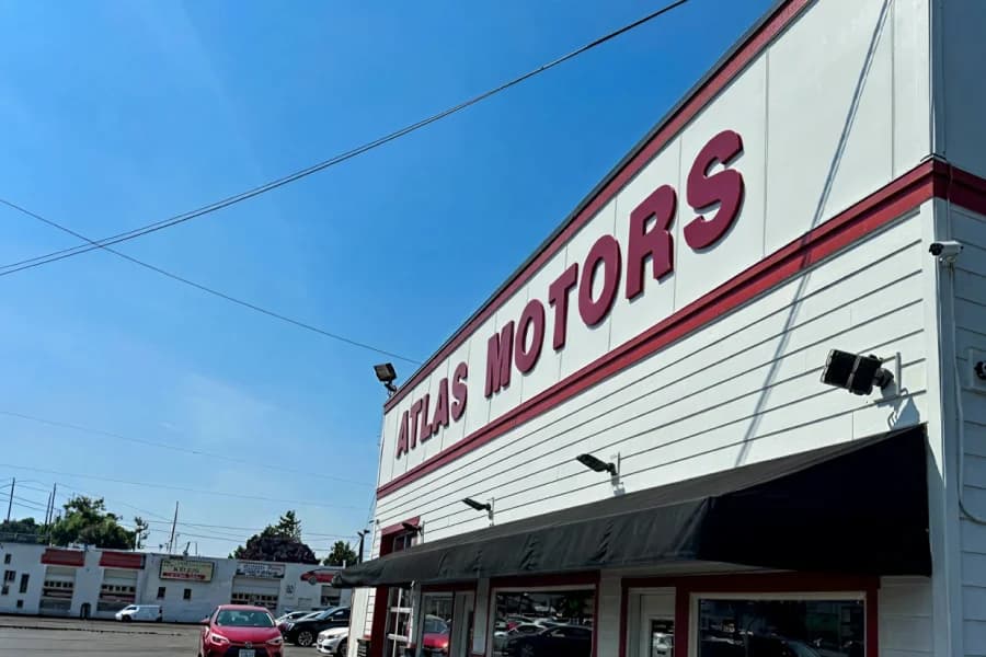 Massive inventory at Atlas Motors spanning two city blocks